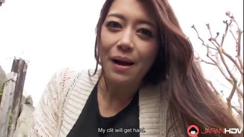Maki Hojo says 'My clit will get hard' in Japan HDV JAV outdoor tease