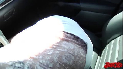 Anikka Albrite's thick tattooed thigh and white panties in car seat