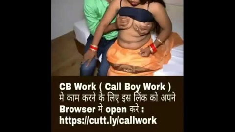 Indian bhabhi topless titfuck with man in orange saree