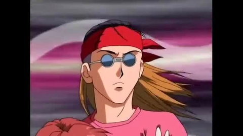 Anime twink with red headband, pink shirt, intense glare in gay JAV thumbnail