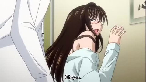 JAV girl with glasses, long black hair in ecstasy, slipped white shirt