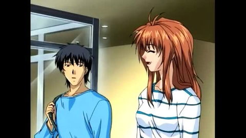 Anime hentai redhead nurse teases blue-shirted guy in Serf Nurses ep 1