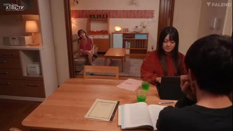 RARA in loose red cardigan tempts boyfriend at table, NTR JAV