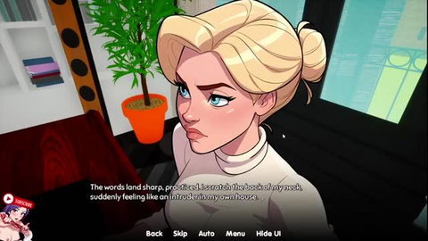 Blonde stepmom in turtleneck looks stern in Lewd Stepmother EP 1