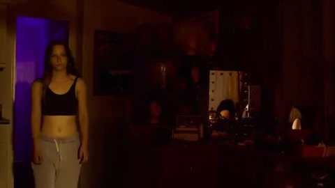Molly Windsor topless in grey sweats, nude bedroom scene