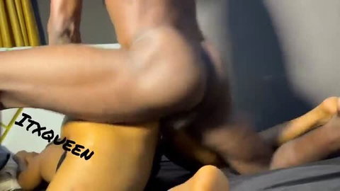 Blacked stepson fucking muscular Black stepdaughter in bed