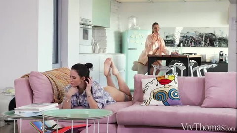 Lucy Mendez and Alexis Crystal nude on couch in VivThomas scene