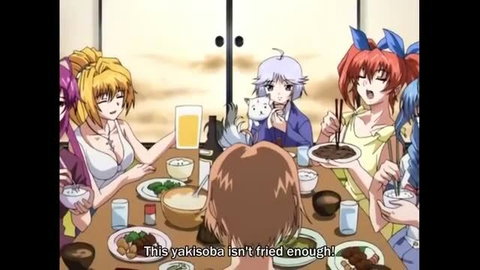 Nee Chan to Shiyo yo! vol.2 anime girls group eating yakisoba at table