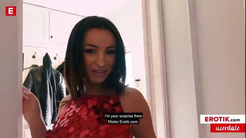 Alyssia Kent in red sequin dress teases in locker room