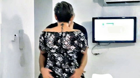 Perla Lopez in floral dress grabbed from behind in intense anal tease