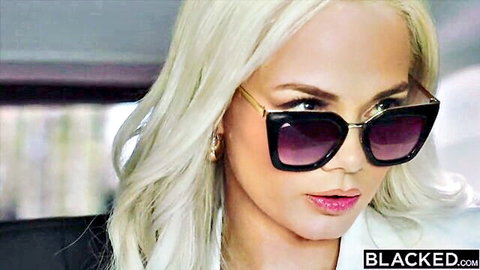 Seductive blonde Elsa Jean in sunglasses, Blacked threesome with Ivy Wolfe and BBC