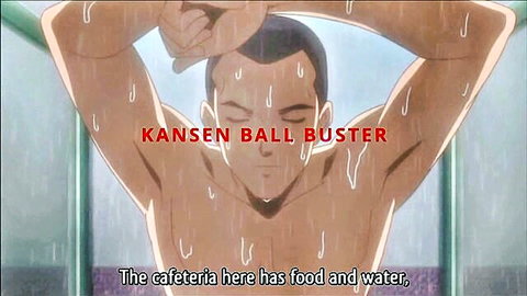 Muscular Asian man in steamy shower scene from Kansen Ball Buster hentai