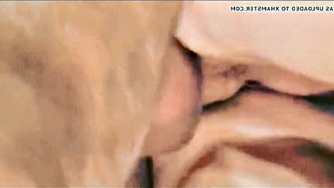 Blonde amateur deepthroats thick cock with bulging throat in intense homemade blowjob.