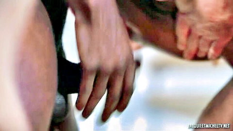 Pale big ass cheeks spread wide by hands for thick black dildo deep anal penetration closeup