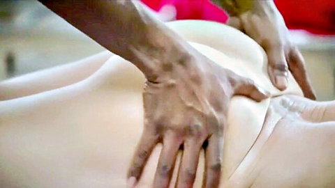 Black man massaging white woman's big ass in sheer panties
