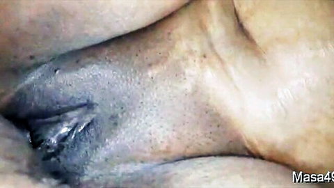 Close-up of Indian woman's hairy pussy leaking thick creampie cum after hard fuck