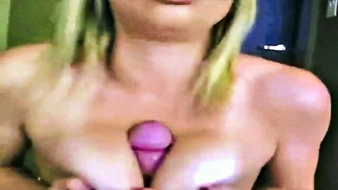 Blonde babe titfucking purple dildo with big tits in HD cumpilation