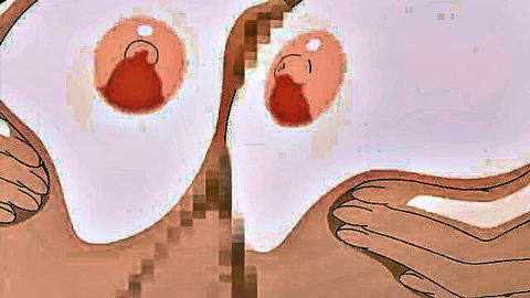 Anime hentai breasts squeezed by hands in erotic scene