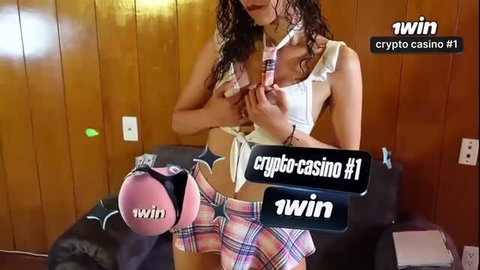 Hot Latina Juliana Rose in skimpy plaid skirt & top promo pose