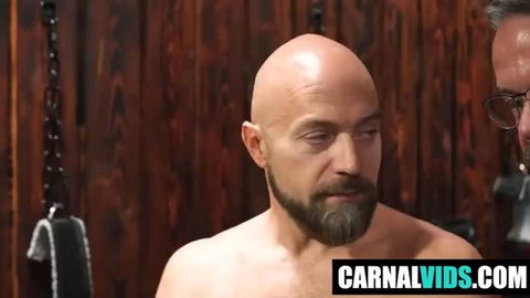 Bald bearded Lane Colton nude in gym with Noah White