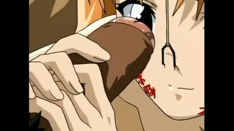 Anime girl sucking thick brown dildo closeup in Lesbian Ward vol. 2