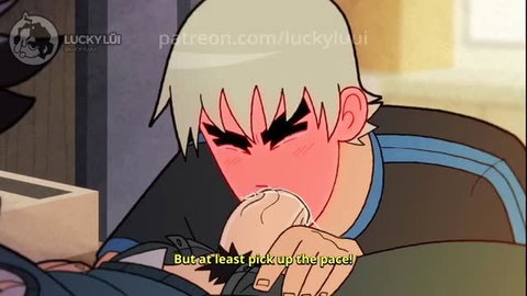 Wallace x Todd pet play blowjob from Scott Pilgrim hentai
