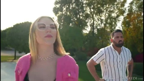 Rocco Siffredi with busty blonde in pink jacket, Big Tit Creampie Delight thumbnail