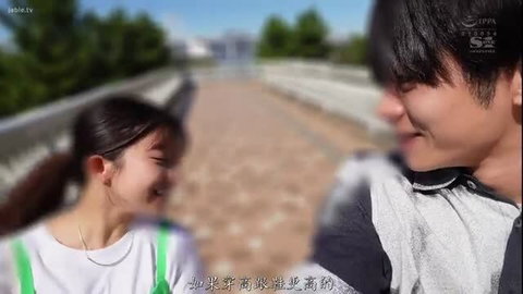 Japanese couple smiling on bridge, indoor date scene from SONE-150 JAV