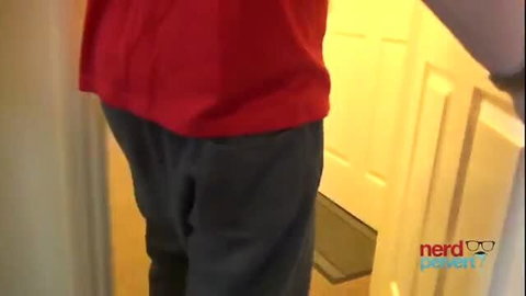 Viola Von Vild in red shirt and grey pants, erotic fantasy scene
