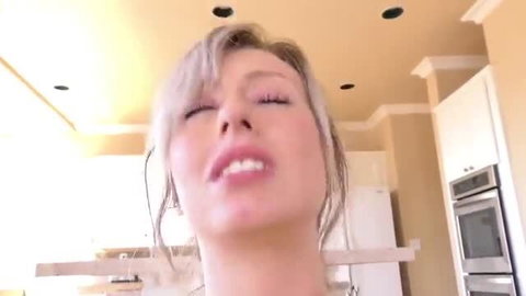 Blonde teen Daphne Dare with pigtails fucks stepdad in kitchen