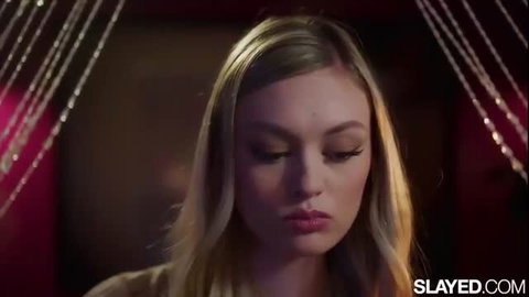 Amber Moore blonde model close-up in professional adult film