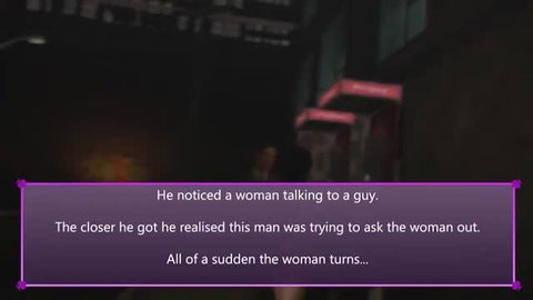 Night street scene with woman and man dialogue from adult video thumbnail