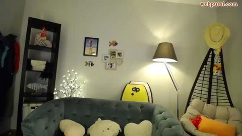 Beautiful cam girl teasing in cozy living room setting