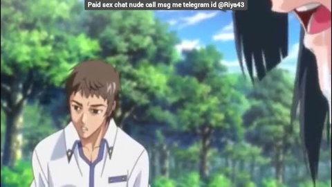 Busty milf teacher in outdoor hentai gangbang scene with male student