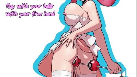 Nurse Joy from Pokémon in lewd bondage scene with nipple clamps
