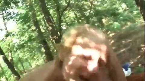 Hairy mature slut gets doggystyled outdoors