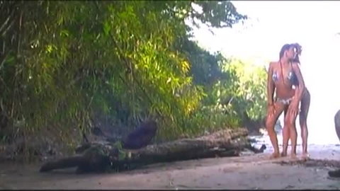 Princyany and Gisele Prodo lesbian jungle beach sex