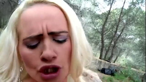 German blonde with cum in mouth after deep anal sex