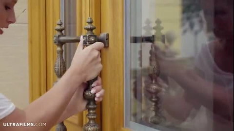 Lady Bug in white top getting fucked from behind against door