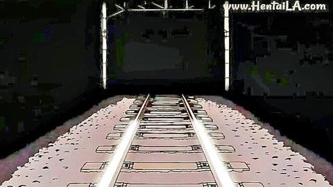 Dark train tracks into tunnel in Saishuu Chikan Densha 01 hentai