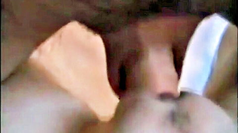 Close-up big cock thrusting into tight pussy intense action