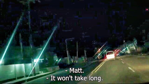 Nighttime car drive scene from Scorpio Nights 3 adult film finale