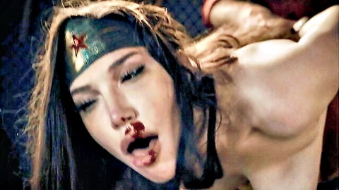 Bound Wonder Woman cosplay in intense oral bondage scene