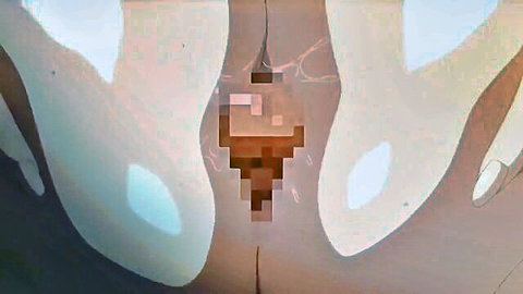 Pixelated anime MILF close-up of pussy with ejaculation creampie