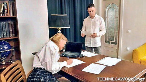 Lina Star as blonde schoolgirl tutored by teacher in uniform