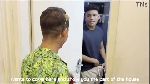 Riu Melo catches Liu Johnny at the door in hot gay encounter