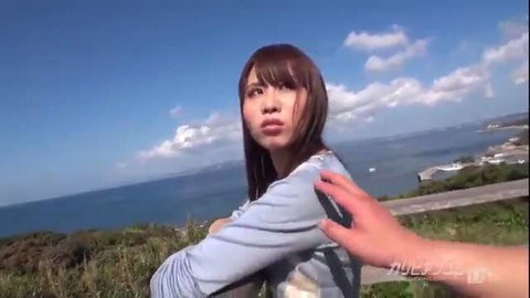 Eri Makino in outdoor JAV scene at scenic seaside location