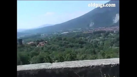 Mature couple outdoor sex on mountain hiking trail