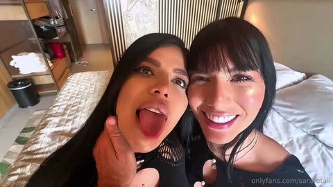 Sara Retali and Manuel Ferrara bedroom selfie with tongue out