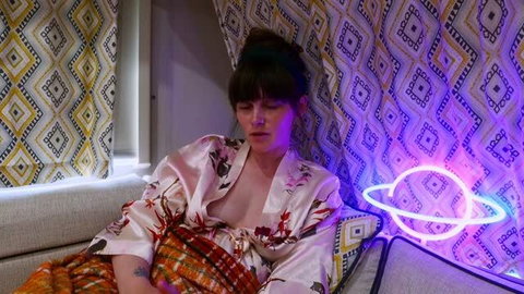 Sydney Harwin in satin robe, The R.V Taboo Movie scene
